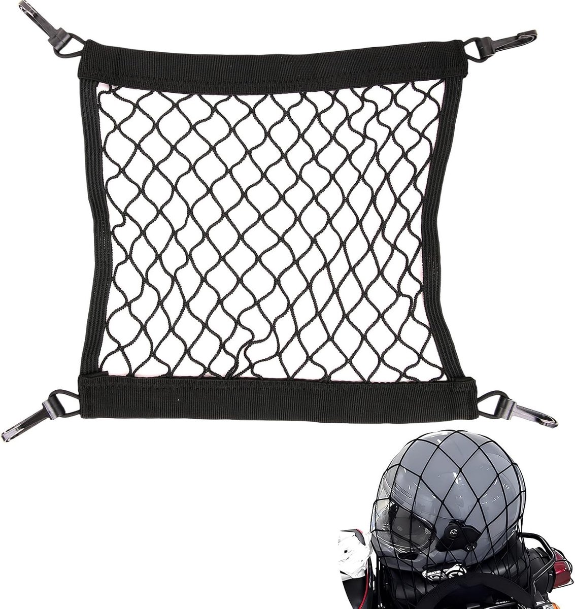 Elastisch Bagagenet - Zwart - 25 x 30 cm - Duurzaam en Elastisch - Voor Elektrische Fiets en Scooter