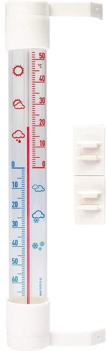 Buitenthermometer voor Raamkozijn - Transparant, Middelgroot, Universeel - Temperatuurschaal van -70 tot +50 °C