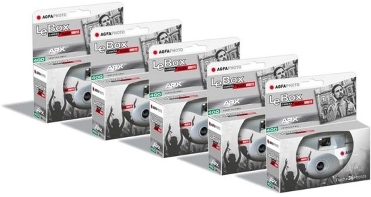 Wegwerp Camera - Zwart Wit Film - Eenvoudig Foto's Maken - Ingebouwde Film - 5 Pack - Grijs