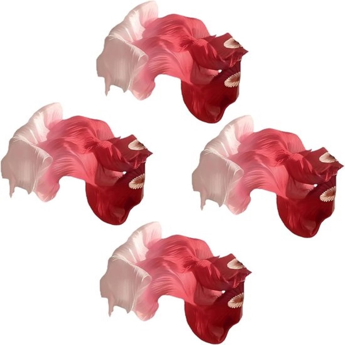 Dans Fan Set - Zijden Waaiers - Dans Optredens - Dubbelzijdig Vouwbaar - 150cm Lengte - Gradient Rood Roze