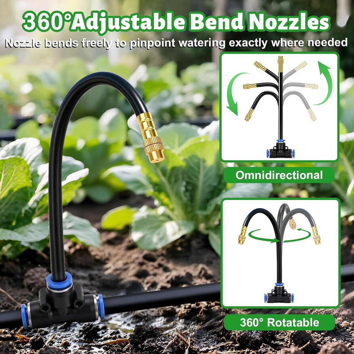 Complete Tuin Irrigatieset van 20 m met 20 Flexibele Druppelsproeikoppen voor Tuin, Serre en Gazon