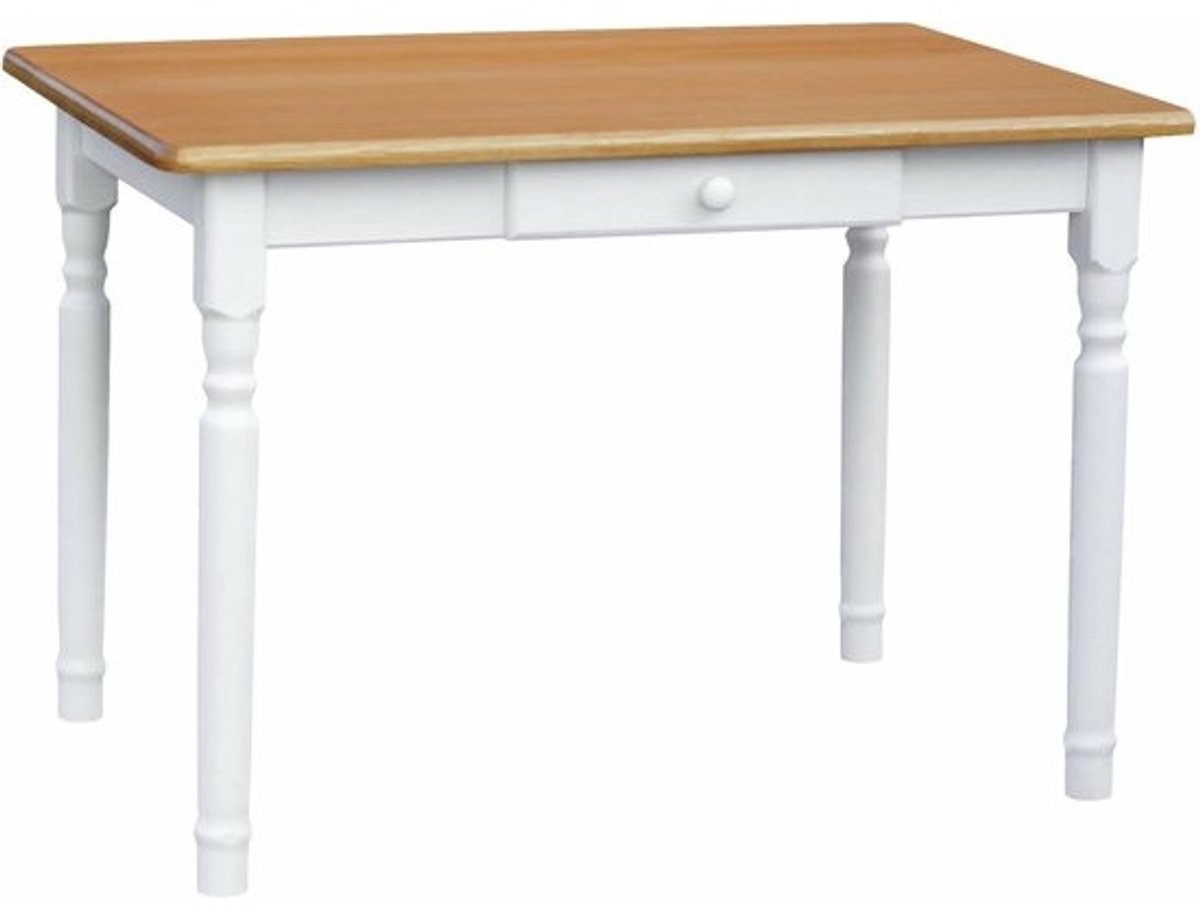 Eettafel Grenen - Keukentafel Tafel - Eten en Socializen - Handgemaakt Robuust - 60 x 90 cm - Wit Honing