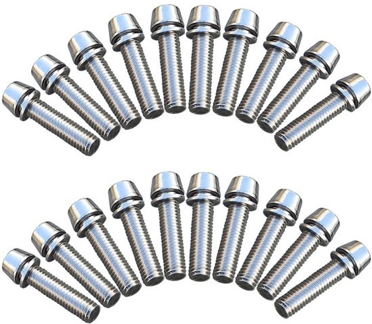 Inbusschroeven Set - Zeskant Bouten - Fiets Reparatie - Met RVS Ring - M5 x 20mm - Zilverkleurig