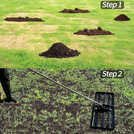 Gazon Nivelleerhark - Tuin Egaliseerhark - Gazon Egaliseren - Verstelbaar Handvat - 76 x 25 cm — afbeelding 2