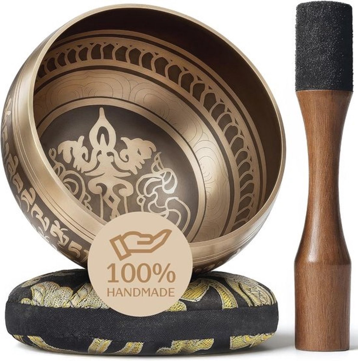 Tibetaanse klankschaal set - bevorder harmonie, chakra healing en mindfulness - Licht goud