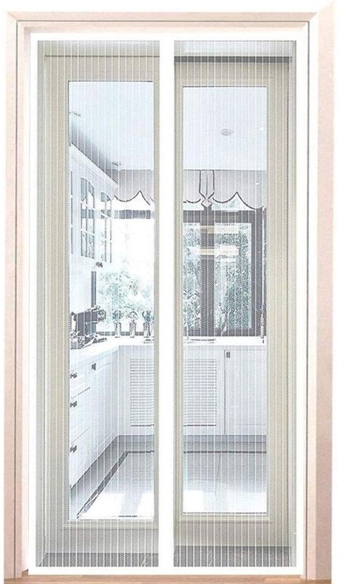 Magnetische Horndeur - Vliegendeur Horrengaas - Insecten Buiten Houden - Automatische Sluiting - 230 x 230 cm - Wit