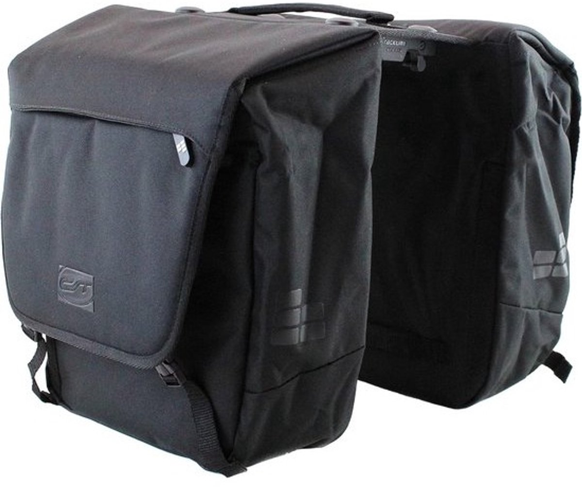 Dubbele Fietstas Zwart 32 Liter Waterafstotend met Snap-It Adapter