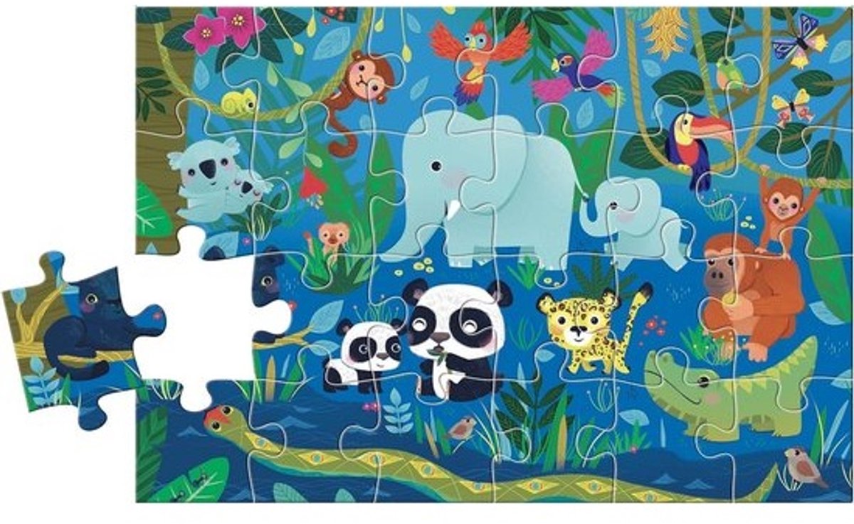 Zoek en Vind Puzzel - Kinderpuzzel Dieren - Educatief Spel - Met Zoekposter - 24 Stukjes - Multicolor