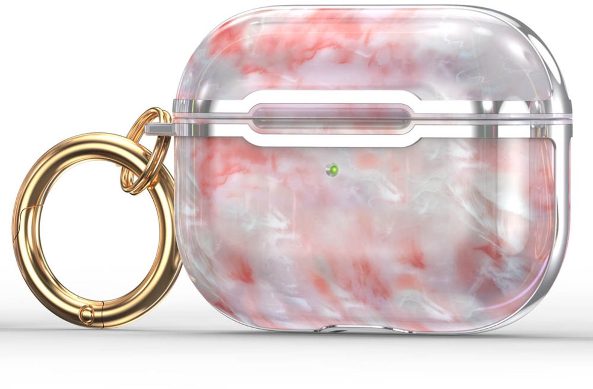 Case cover - Apple Airpods 3 - roze zilver - siliconen marmer patroon
