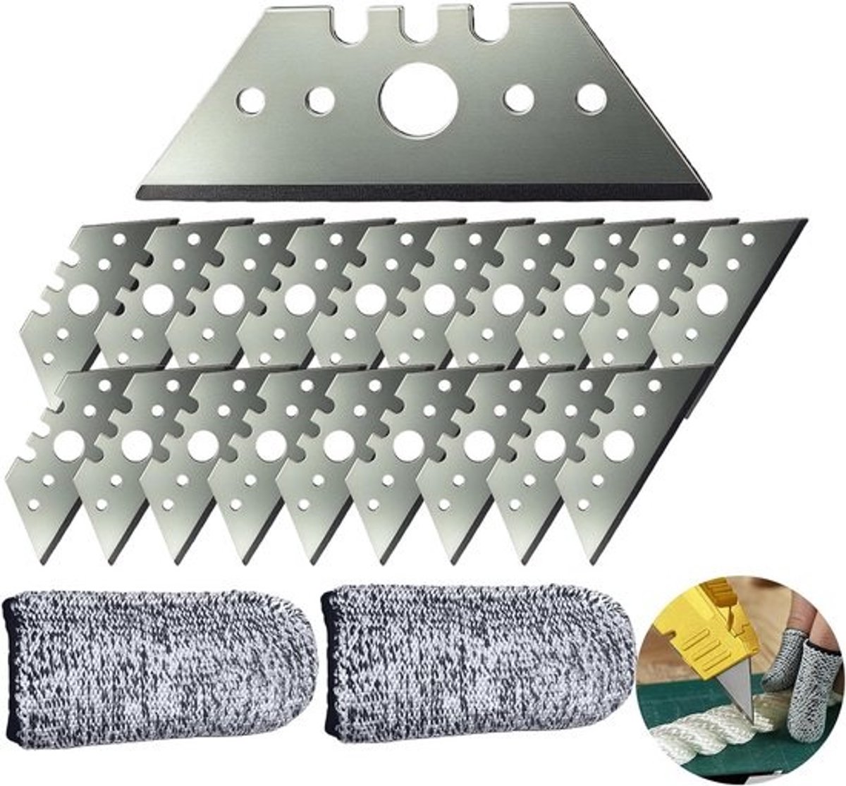 20x Trapeziummessen Staal Reservemesjes voor Tapijtmessen en Cuttermessen (52mm)