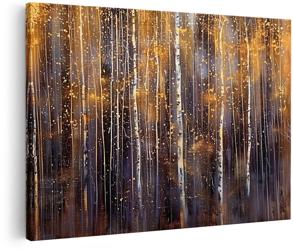 Artaza Canvas Schilderij Berkenbomen in een Bos - 180x120 cm - Groot - Wanddecoratie Woonkamer - Schilderijen - Muurdecoratie