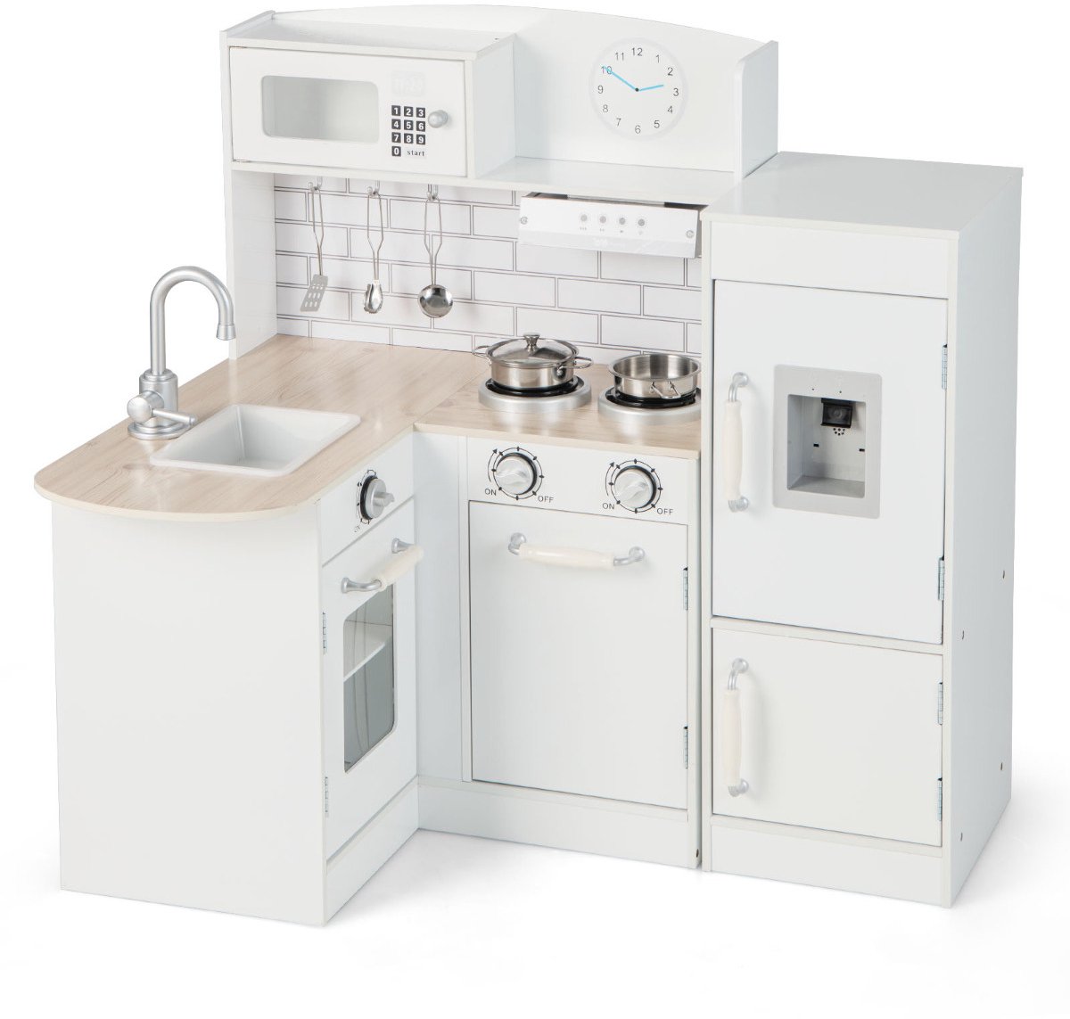 SureDeal® - Rollenspell - Kinderhoekkeukenset vormige Kinderkeuken - Peuters Wit - 65x60x85 cm - Wit