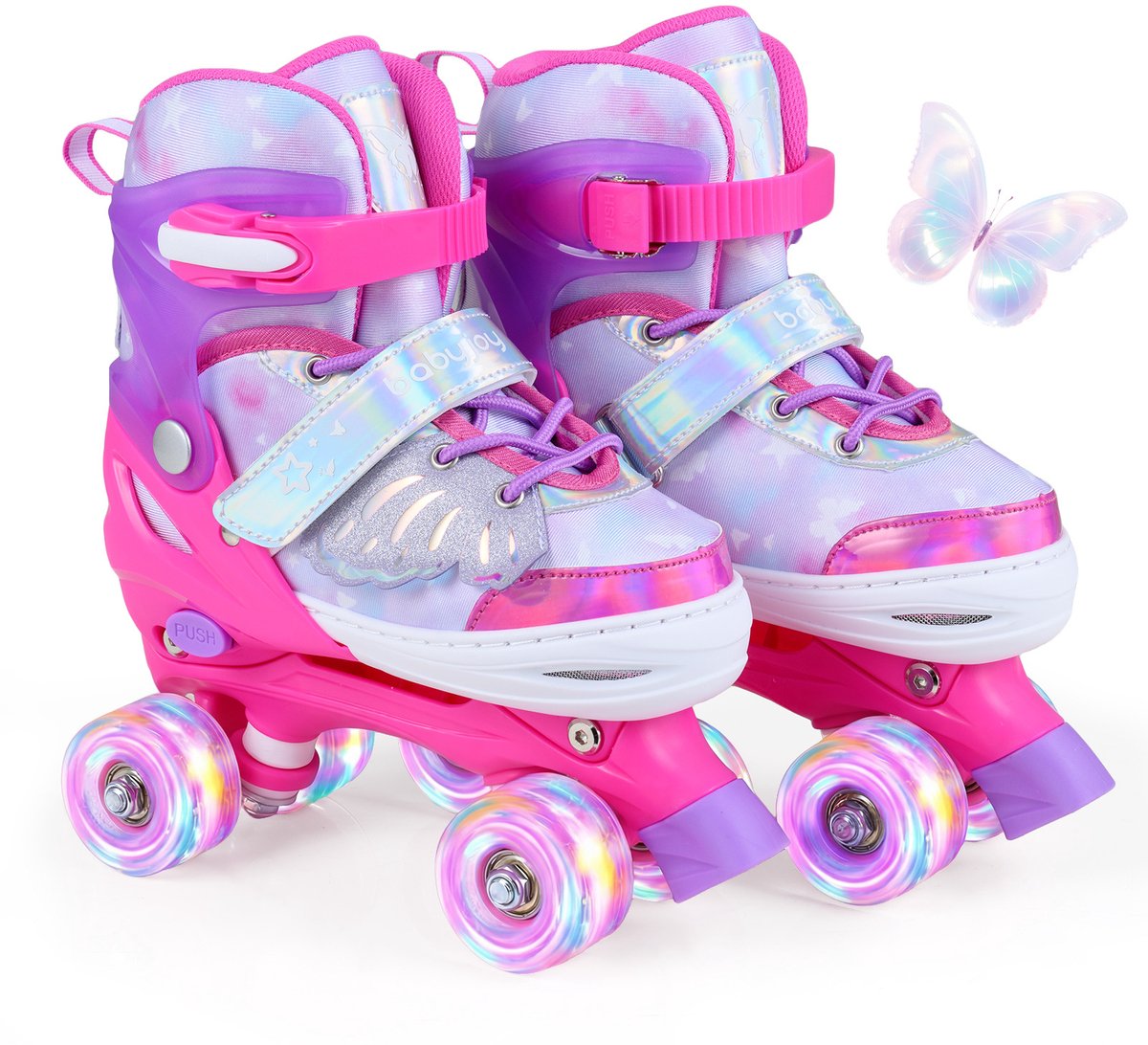SureDeal® - Sportspeelgoed - Verstelbare Rolschaatsen - Verlichte Wielen Kinderrolschaatsen - 35x11x28 cm - Roze