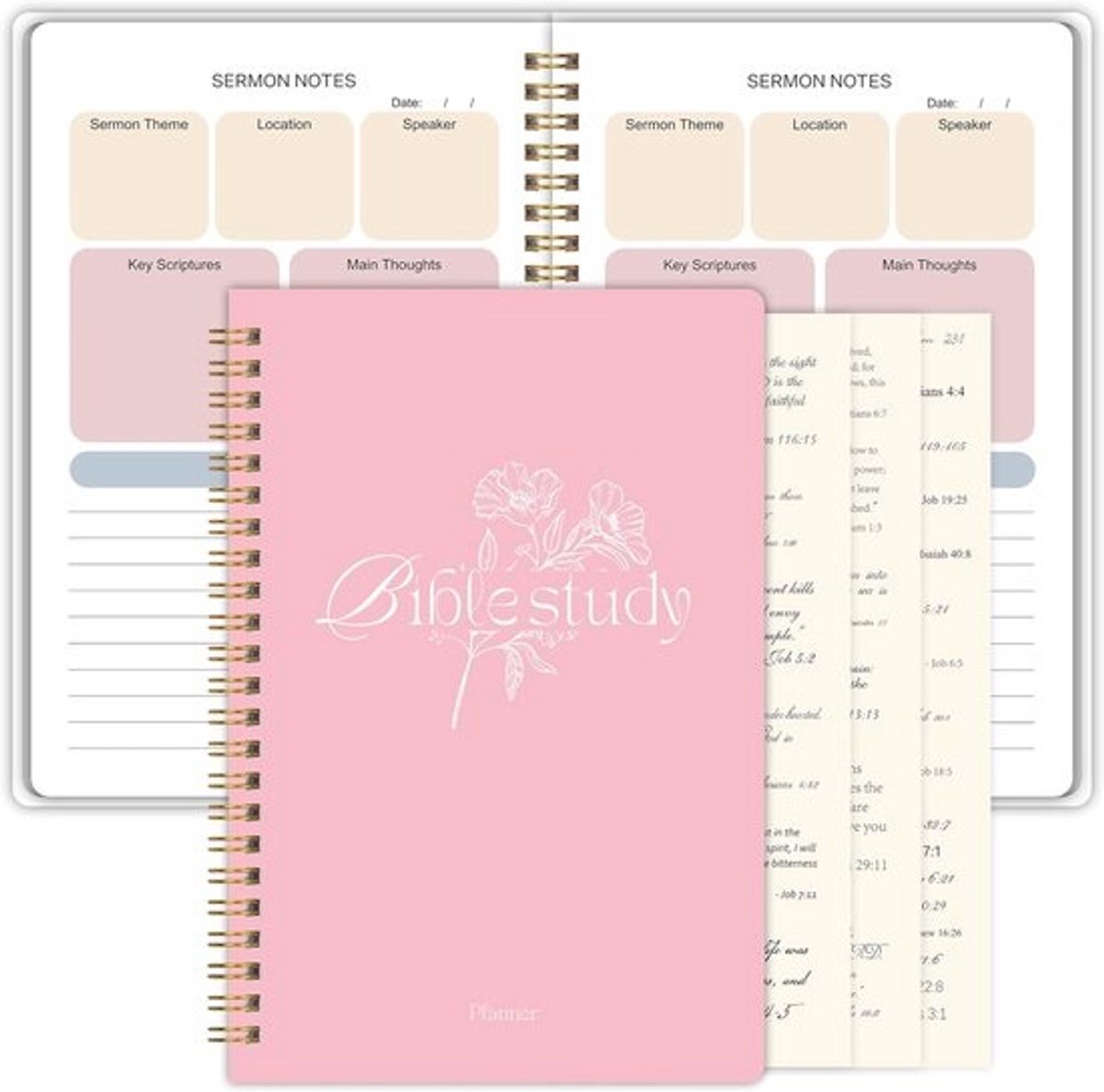 Bijbelstudie Dagboek - Religieus Notitieboek - Schrift Reflectie - Met Voortgangsmeter - A5 Formaat - Roze