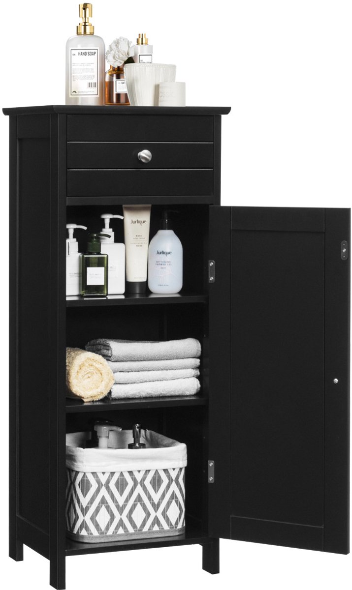 SureDeal® - Badkamerrekk - Badkamer Vloerkast Vrijstaande - 35x30x87 cm - Zwart