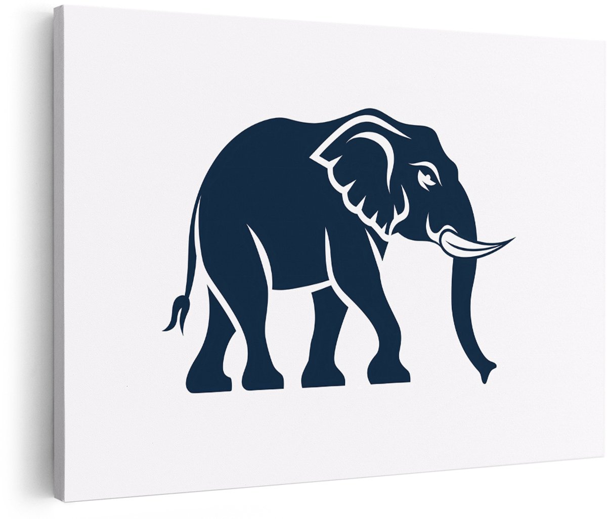 Artaza Canvas Schilderij Olifant - 180x120 cm - Groot - Wanddecoratie Dieren - Muurdecoratie Afrika - Schilderijen Op Canvas - Blauw