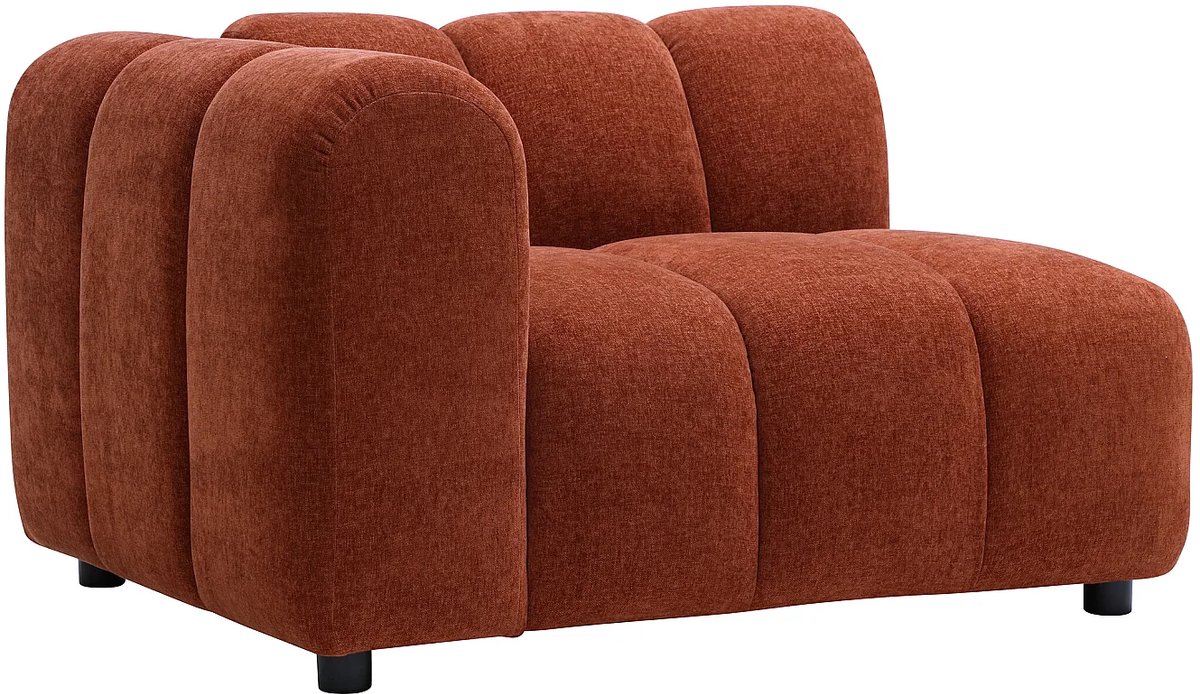 Vente-unique Fauteuil met rechtse rugleuning - Hoek links - Gestructureerde stof - Terracotta JUTINI