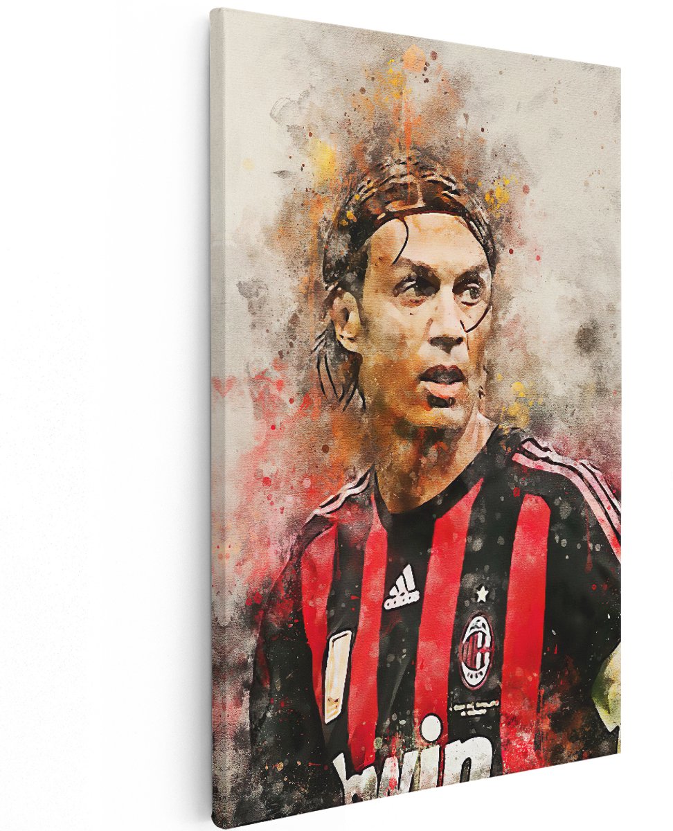Artaza Canvas Schilderij Voetbalspeler Paolo Maldini bij AC Milan - 120x180 cm - Groot - Muurdecoratie - Canvas Print