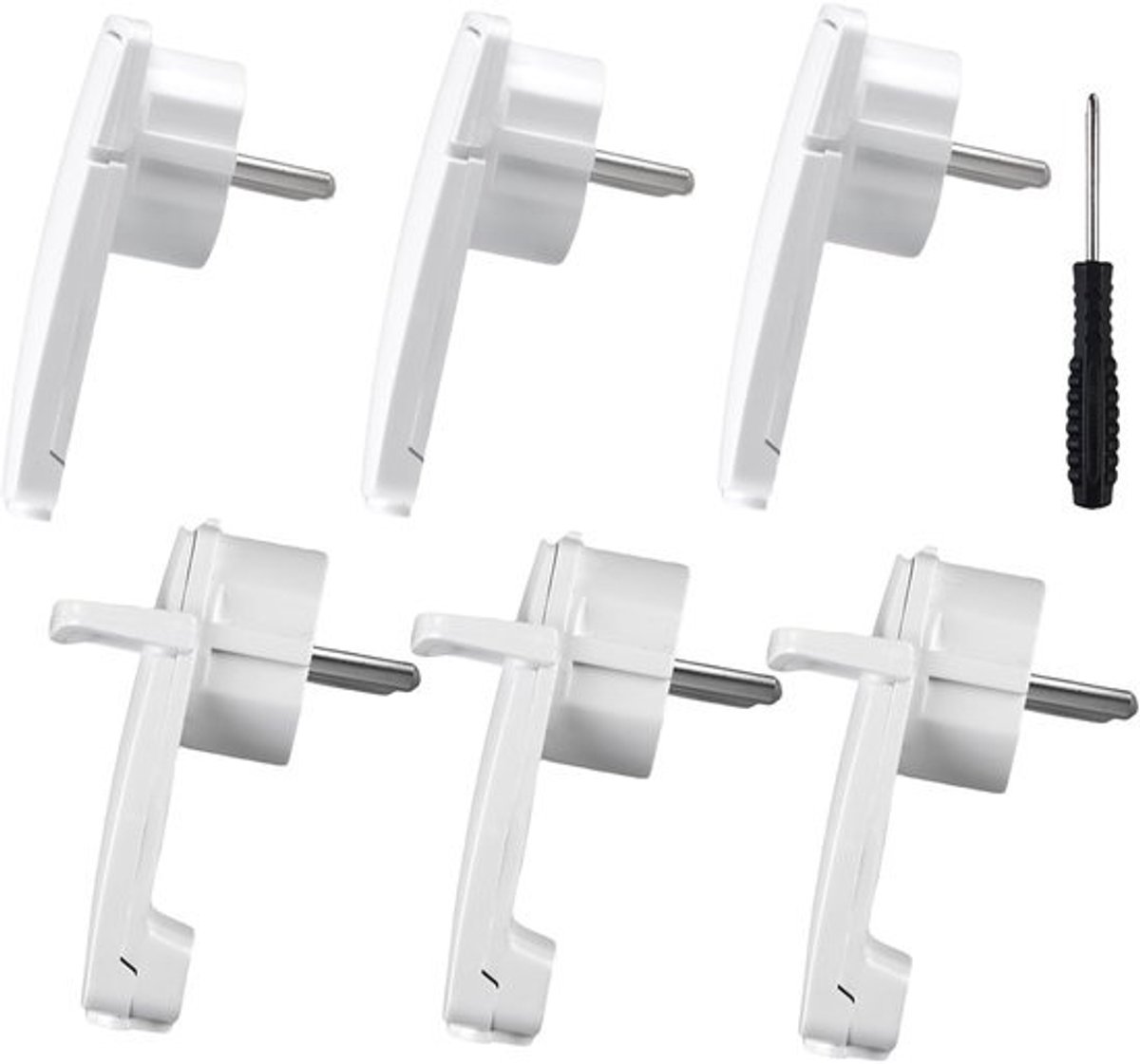 Allecto - Schuko hoekstekker - Geaard contact - Hoogwaardig materiaal - Wit - Platte stekker - Ideaal voor platte kabels - 6 stuks