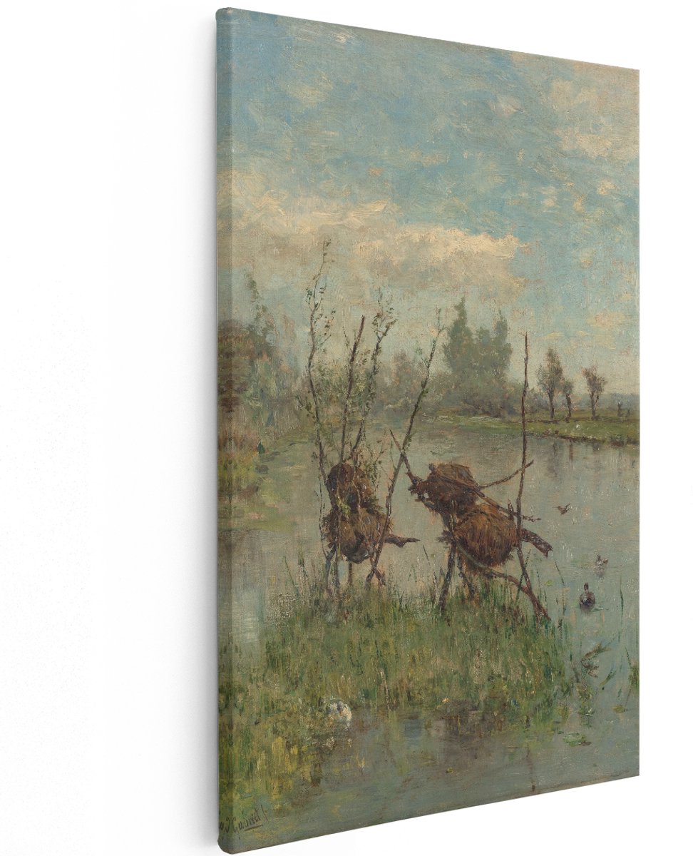 Artaza Canvas Schilderij Eendennesten - Paul Joseph Constantin Gabriël - 120x180 cm - Groot - Kunst - Wanddecoratie Woonkamer