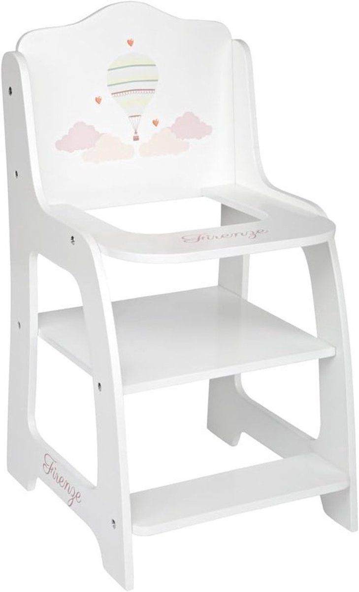 Kinderstoel Poppen - Poppenstoel Speelgoed - Poppen Verzorgen - Met Patroon - 26 x 28 x 49 cm - Wit