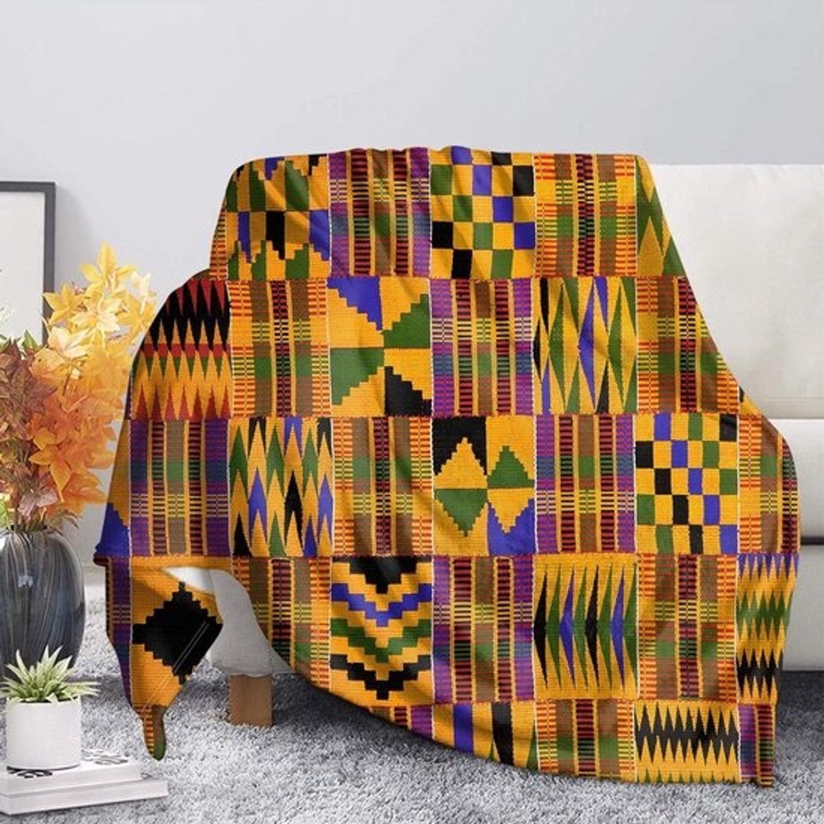 Etnische Deken - Plaid Bank - Ontspannen Thuis - Omkeerbaar Ontwerp - 110x140 CM - Afrikaanse Stijl