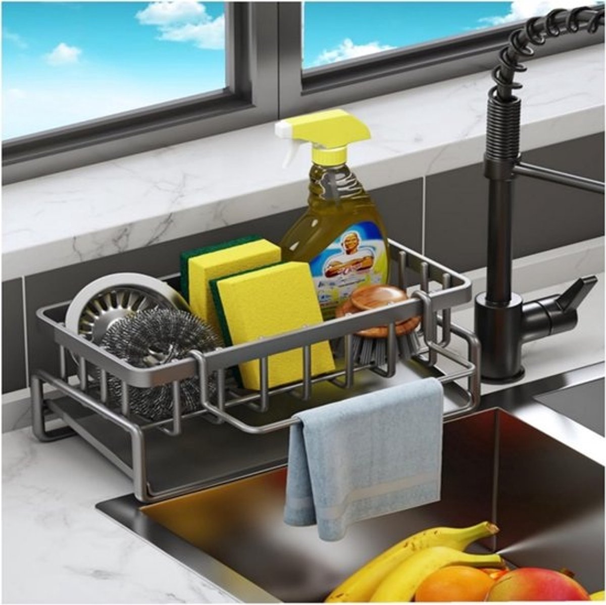 Keuken Organizer voor Spoelbak met Zelfdrogend Zeep- en Sponshouder