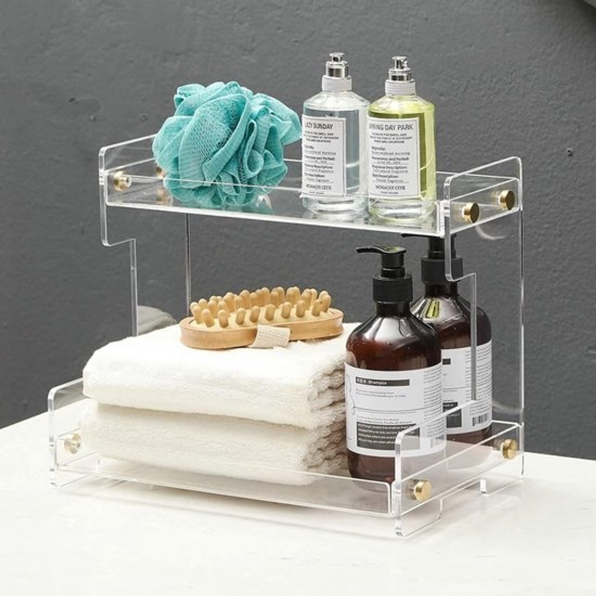 Make-up organizer - 2-laags opslag - geschikt voor badkamer en slaapkamer - helder acryl