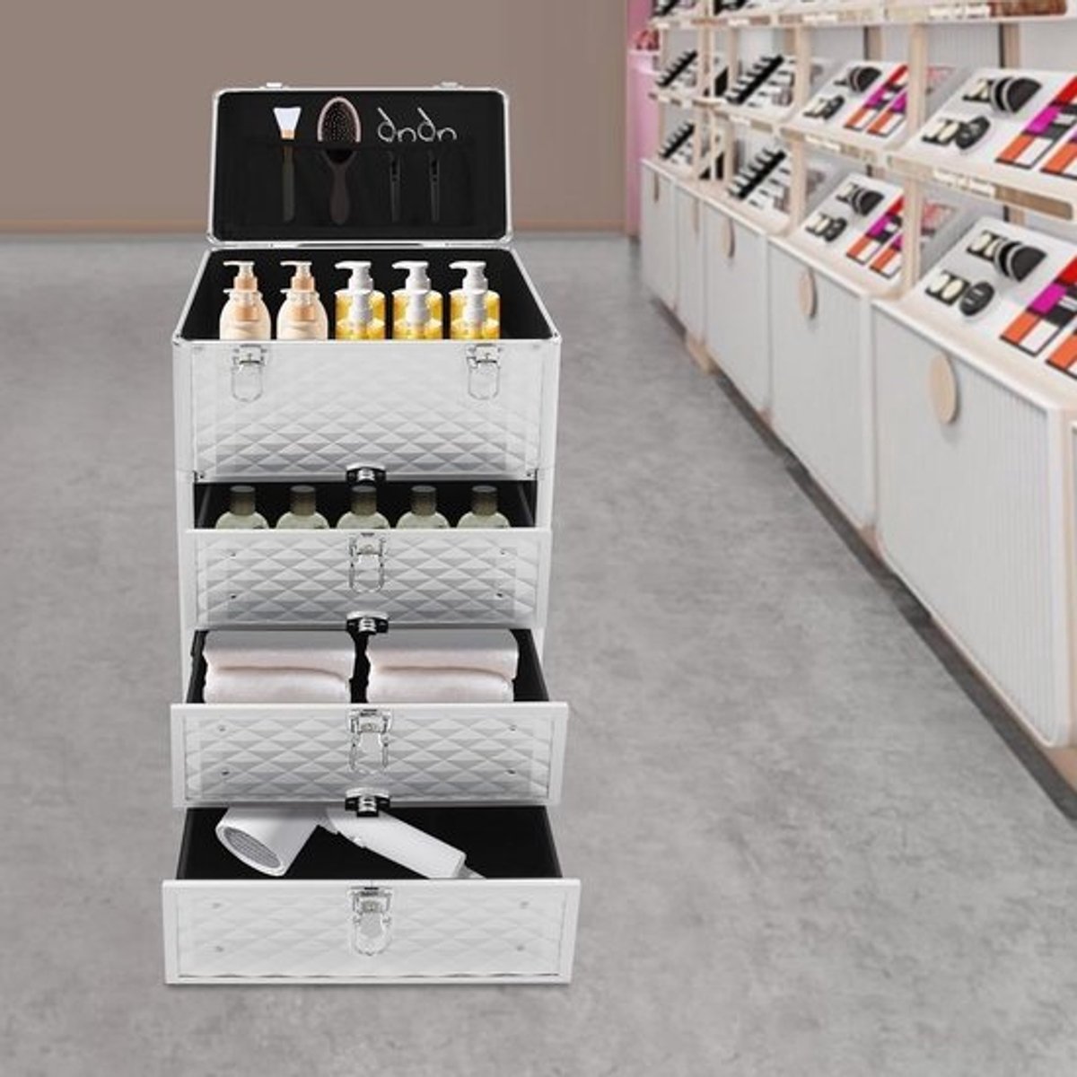 Visagie Koffer - Cosmetica Koffer - Kapperskoffer - Make-up Koffer met Verstelbare Vakken – makeuphulp