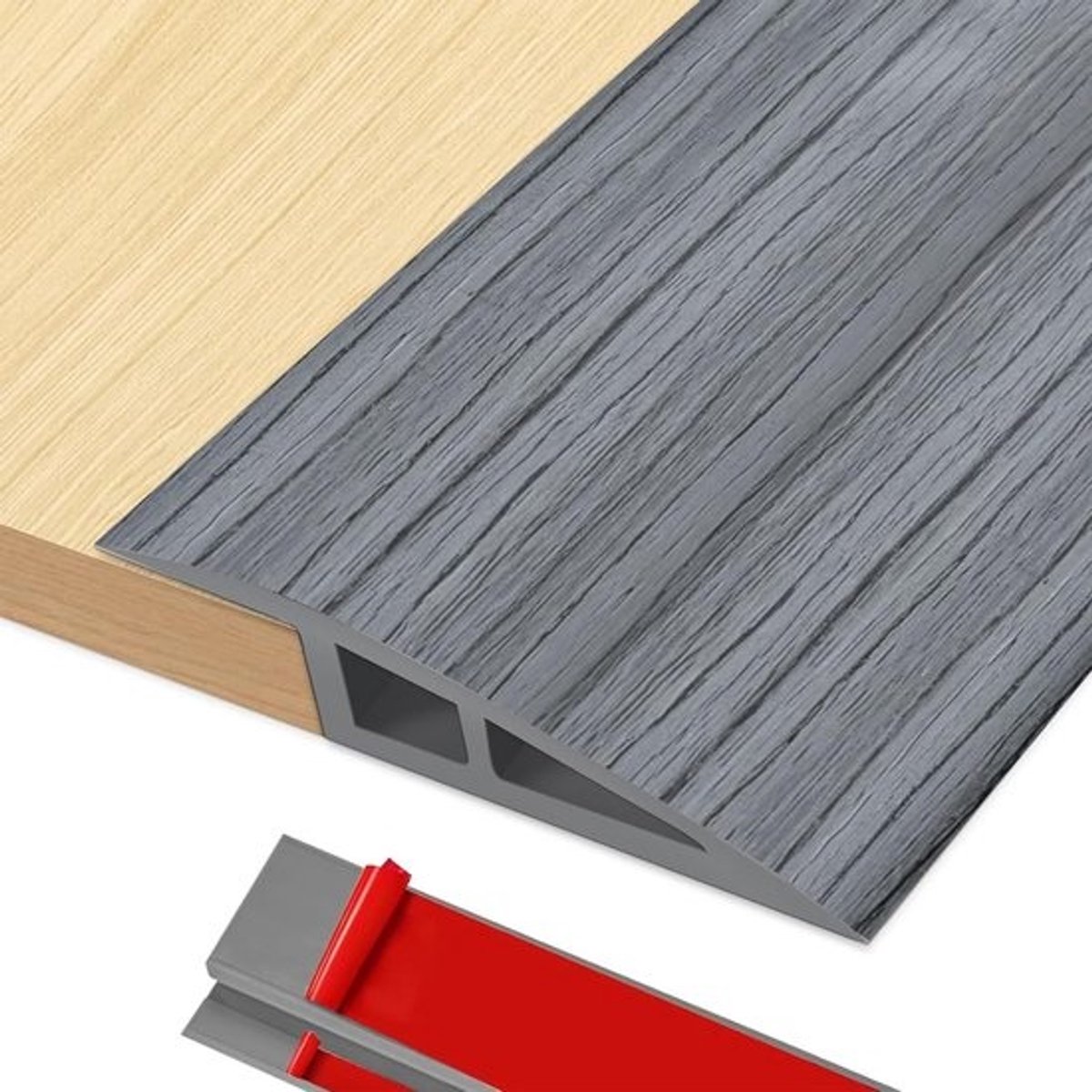 PVC Overgangsprofiel Zelfklevend 200cm voor Hoogteverschil 15-20mm | Drempelprofiel voor Laminaat en Tegels