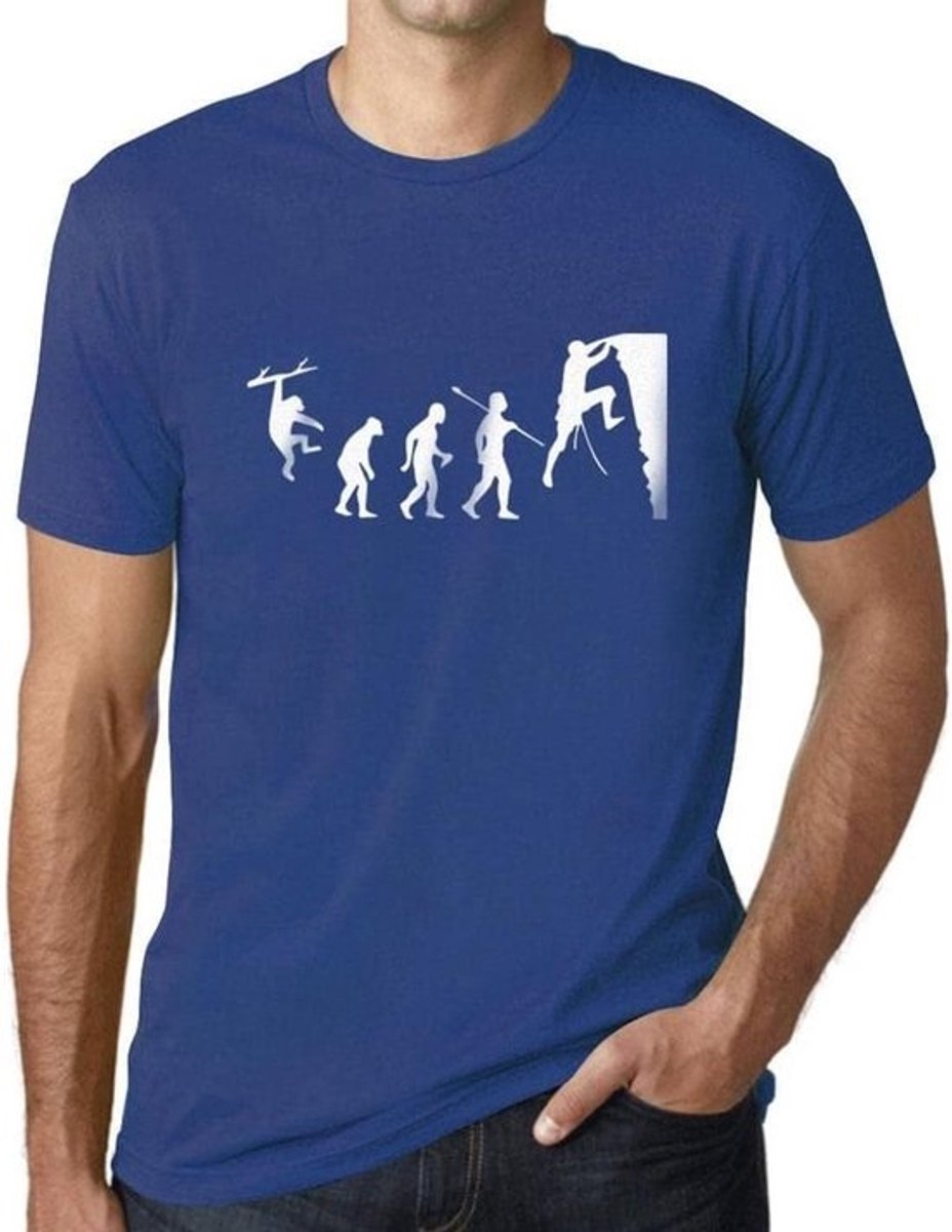Heren Grafisch T-Shirt - Klimmen Evolutie - Avontuurlijke Casual - Eco-vriendelijk Ontwerp - Standaard Pasvorm