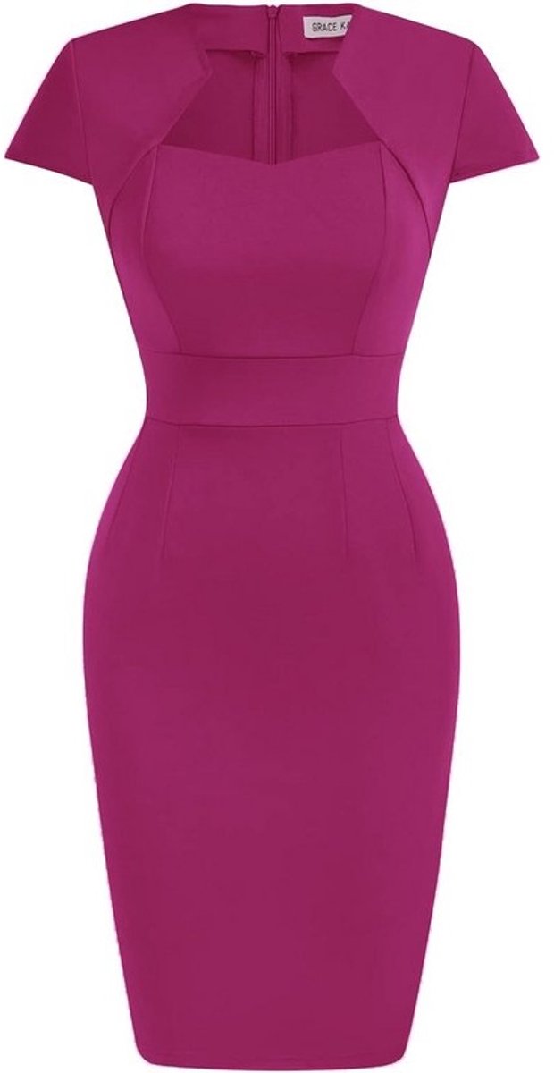 Elegante Kokerjurk Dames met Pofmouwtjes | Vrouwen Pencil Dress