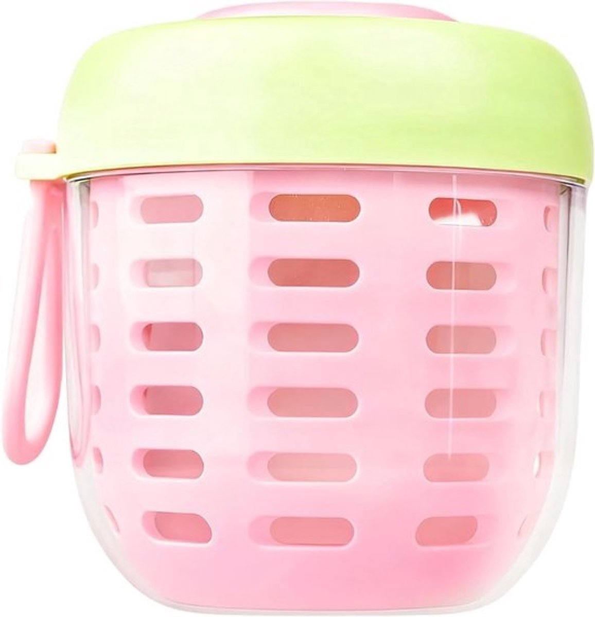 Salade shaker beker - Lunch container - Verse salades bewaren - Met lekvrije mand - 500 ml capaciteit - Roze