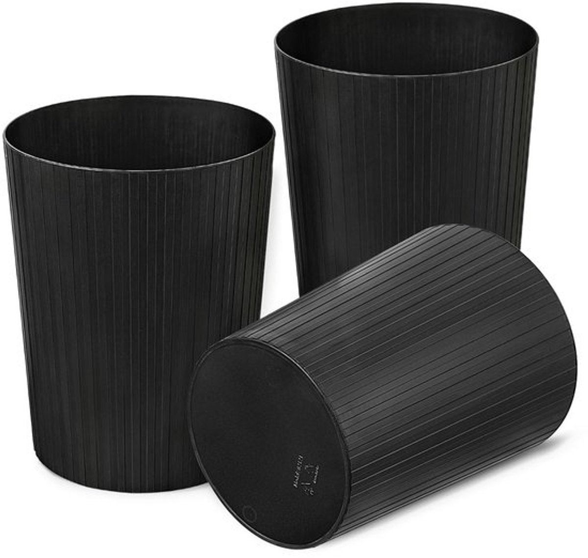 SnelShoppen - Cetomo 7.2L*3 Set - Zwarte Afvalbakken, Prullenbakken voor Badkamer, Keuken, Kantoor, Studenten, Duurzaam BPA-vrij Plastic, Compact en H