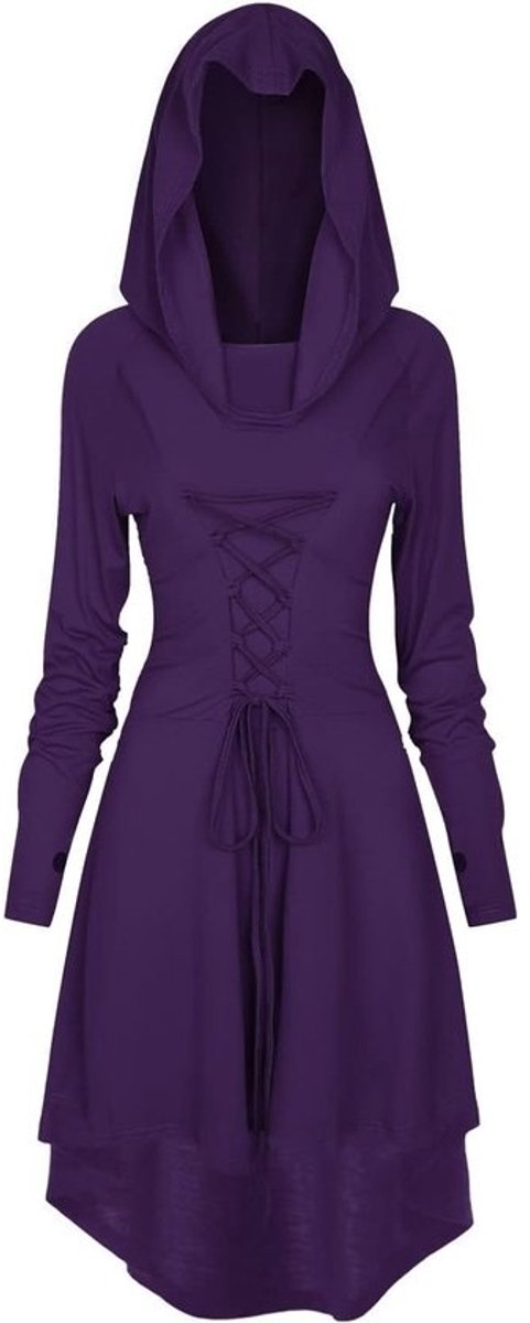 Lange Gothic Jurk voor Dames - Middeleeuwse en Renaissance Stijl met Capuchon