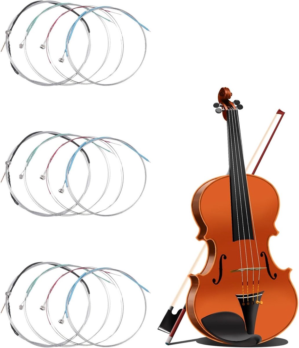 Complete set van 12 hoogwaardige vioolsnaren 4/4 en 3/4 - Stalen kern, duurzaam en economisch, perfect voor muzikanten
