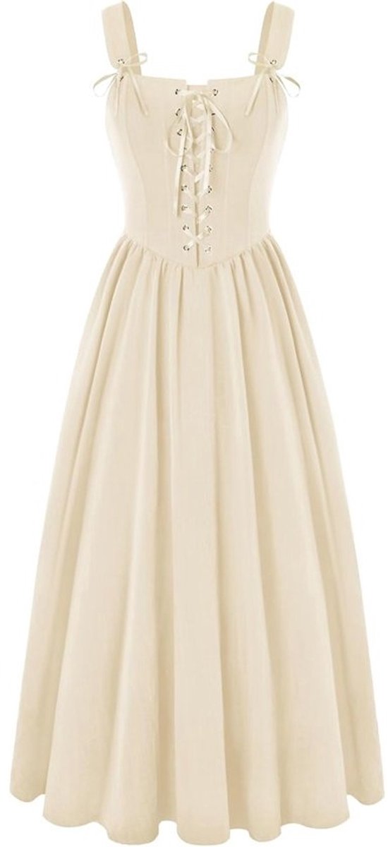 Corset Jurk - Maxi Jurk - Feestkleding - Vetersluiting - A-lijn - Zwart
