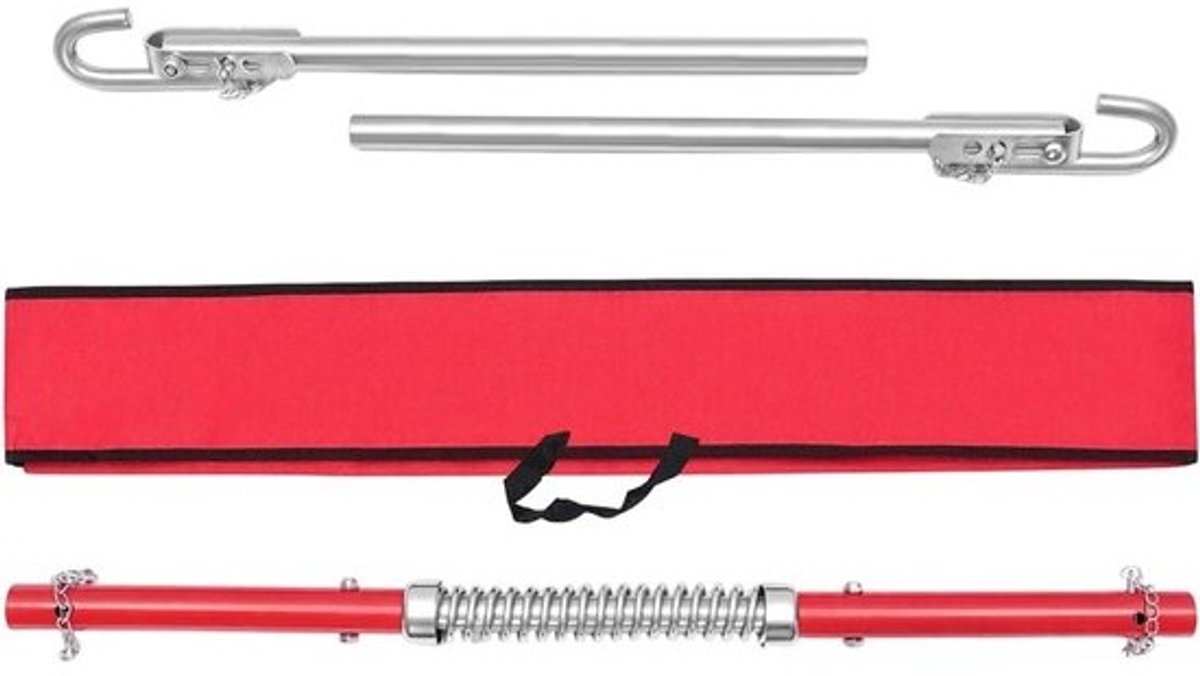 Sleepstang Auto - Sleepkabel Trekstang - Voertuigen Slepen - Met Veerbuffer - 1.85m - Rood Zilver