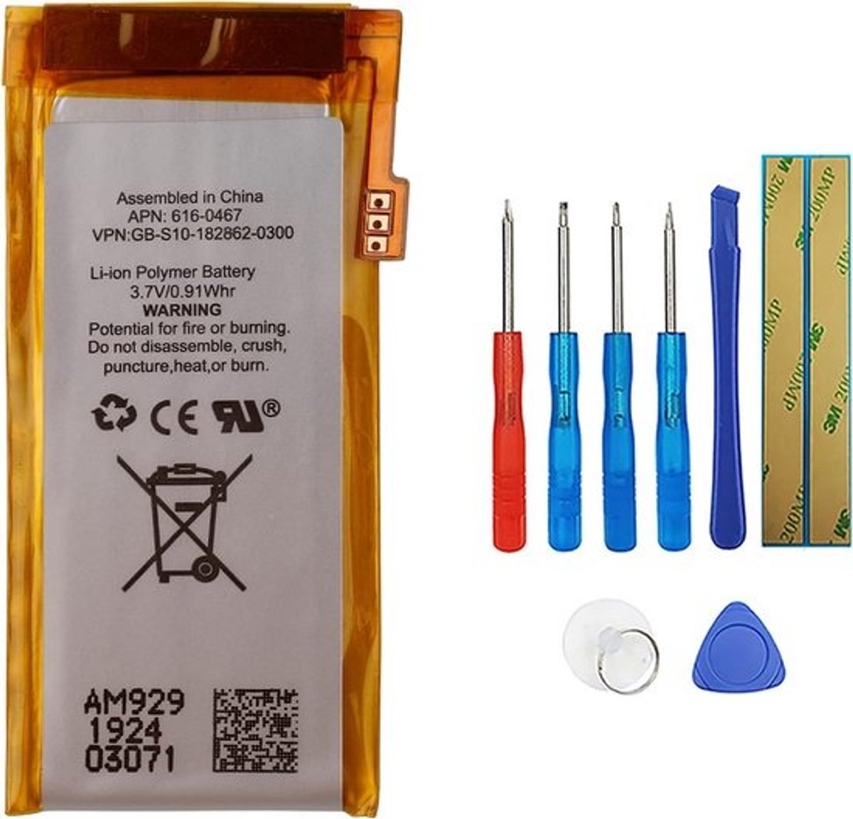 Vervangende MP3/MP4 Speler Batterij Compatibel met iPod Nano 4e Generatie (Model A1285) Inclusief Gereedschap