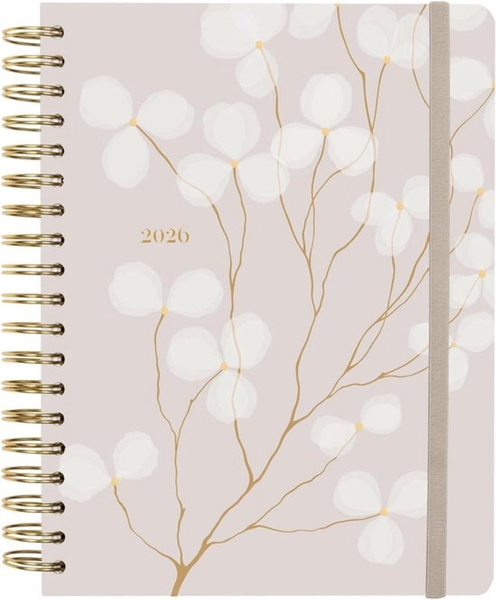 Agenda 2026 B5 1 Dag per Pagina - 12 Maanden Planner met Elsaticband en Spiraalbinding