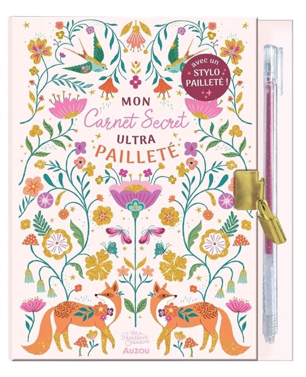 Ultra glinsterend geheim dagboek voor kinderen met slot en glitters pen