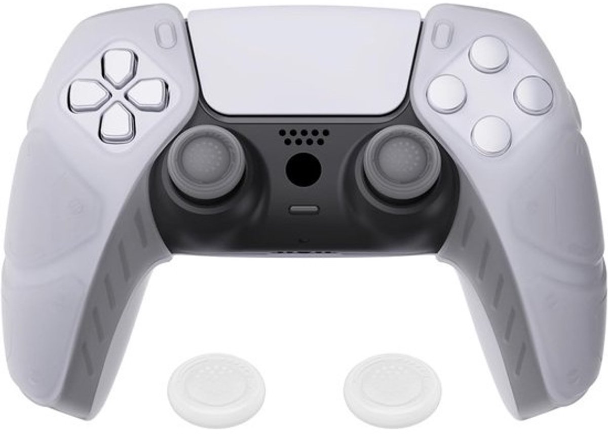 Ergonomische Siliconen Controller Hoesjes Set voor PS5 met Duimstick Grips - Transparant Wit