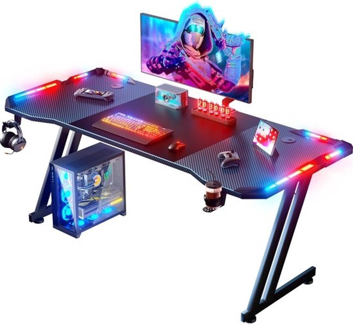 Ergonomische Gamingtafel 160 x 60 cm met Koolstofvezel Oppervlak