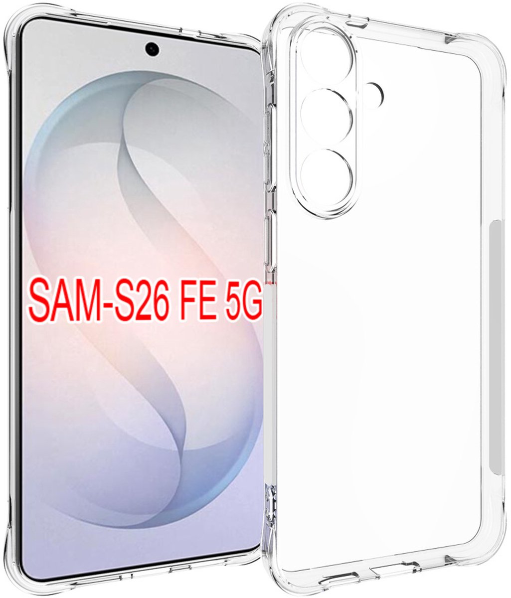 MobyDefend Hoesje - Geschikt voor Samsung Galaxy S26 FE - Transparante Shockproof TPU Backcover - Verstevigde Hoeken - Volledig Doorzichtig