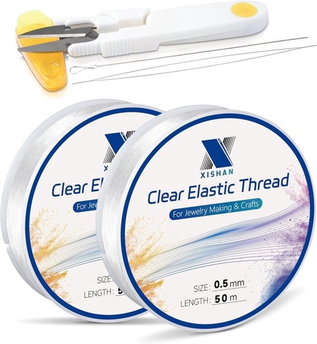 Pack van 2 Clear Elastische Armband String voor DIY Sieraden Maken - 100m (0.5mm)