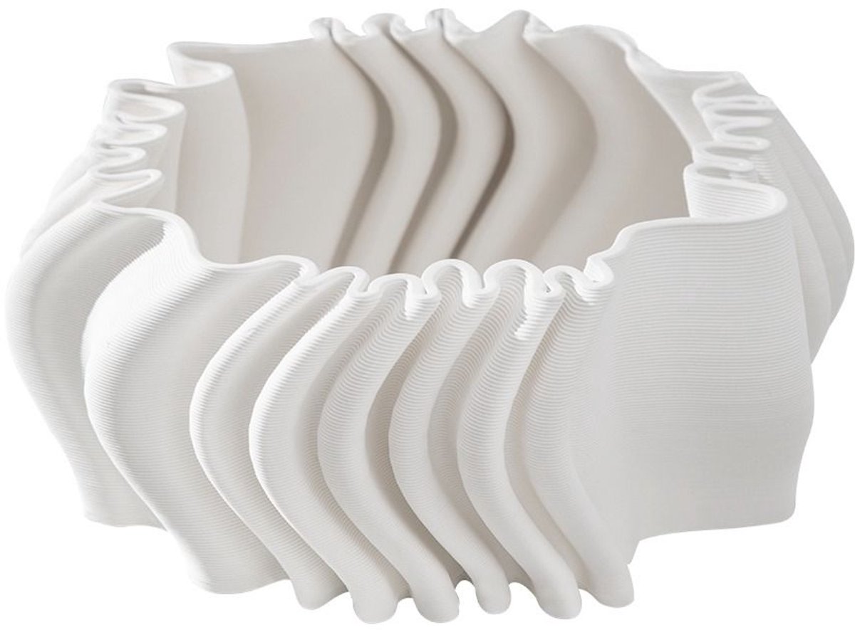 Fugurato Ella Schaal Wit - Keramiek met Golvend 3D-Reliëf - Ø37 x H14 cm