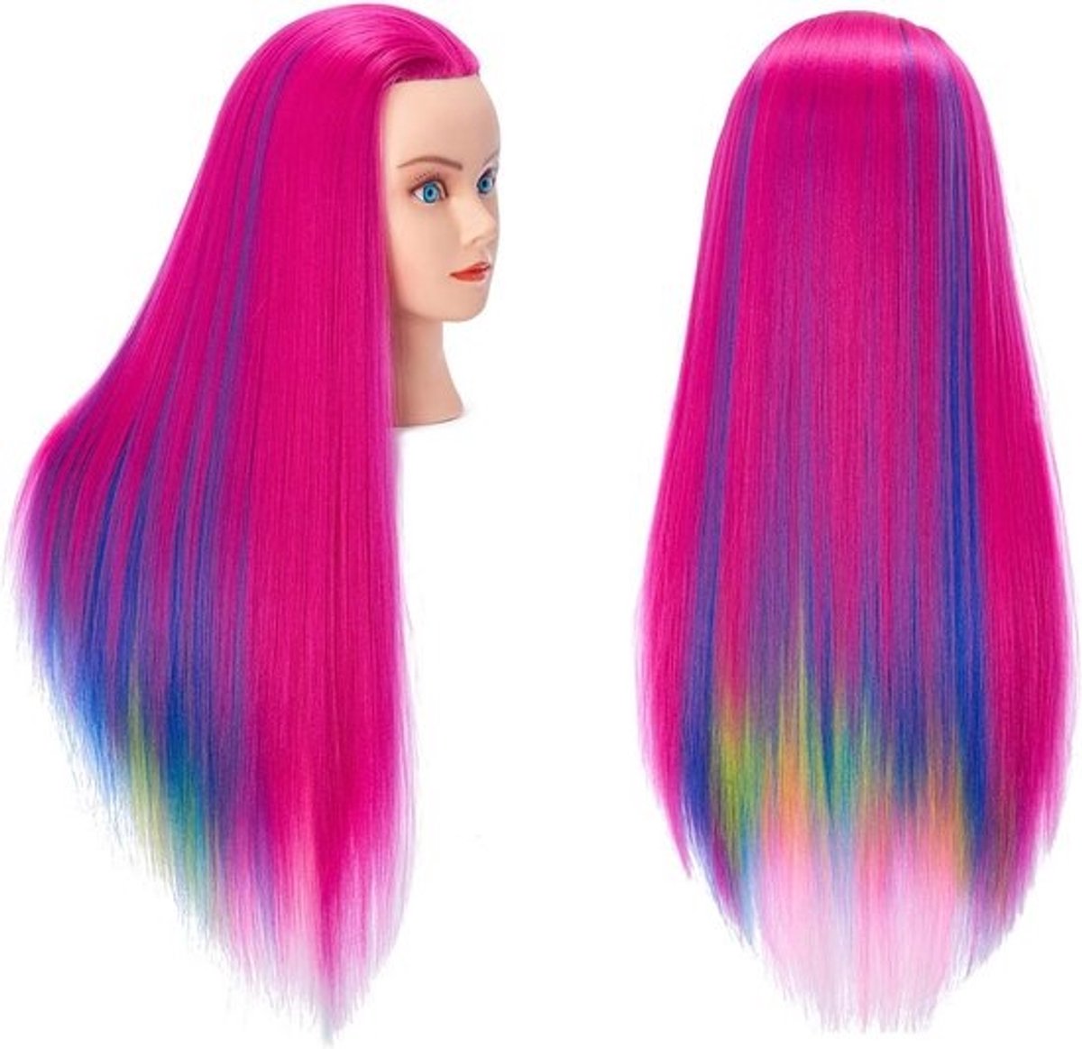 Mannequin Hoofd voor Haar Styling 26-28'' - Synthetisch Vezelhaar voor Cosmetologie en Oefening