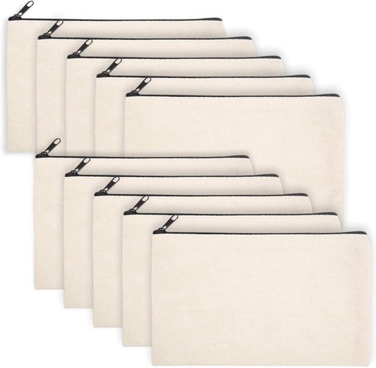 10 Stuks Lege Canvas Tassen voor DIY Creativiteit - Multifunctionele Pennen- en Make-up Tassen