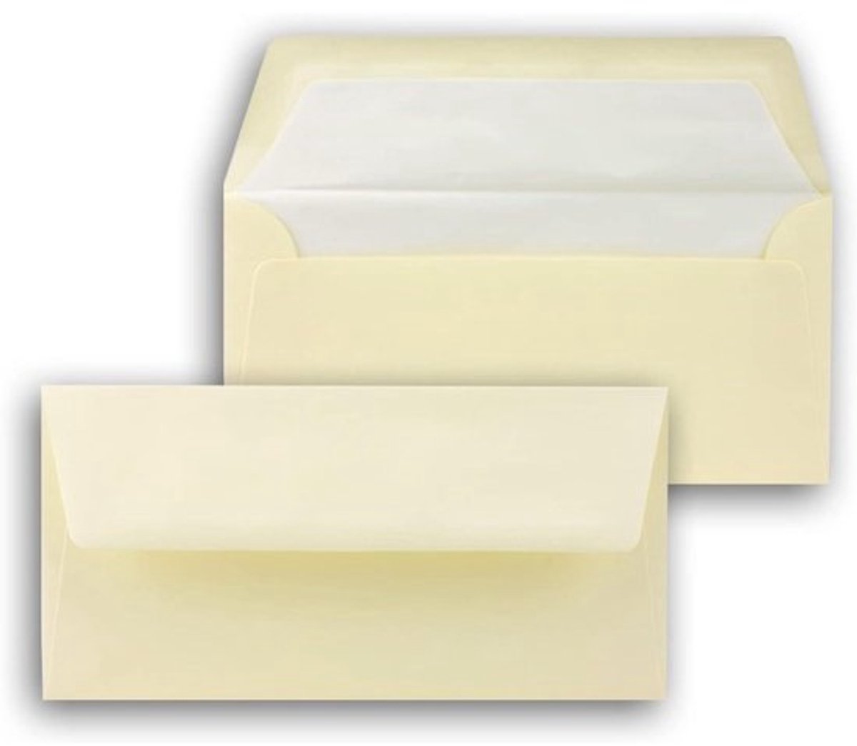 Enveloppen DIN lang - Papieren brieven Postverpakking - Uitnodigingen versturen - Gevoerd met zijdepapier - 22 x 11 cm - Ivoor