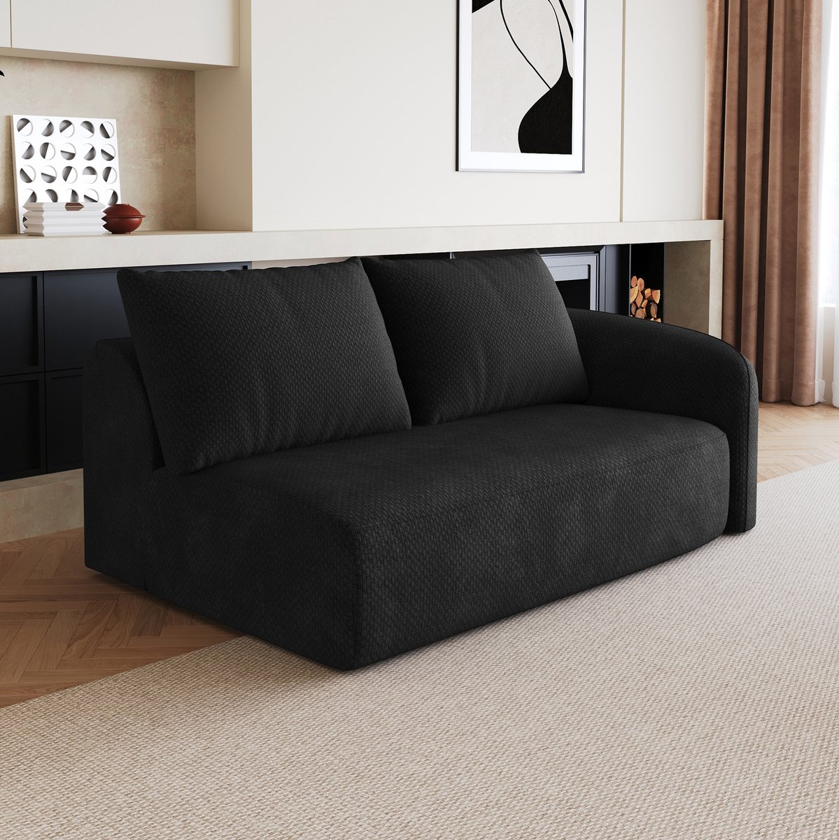 MODFU - Hoekbank - Rechts - 2-Zits - Zwart - Stof - Design